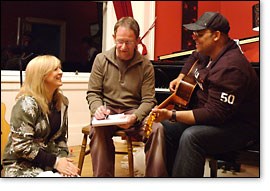 Three legendary worship leaders writing together—Darlene 'Shout to the Lord' Zschech, Graham 'Shine Jesus Shine' Kendrick, and Israel 'Friend of God' Houghton.