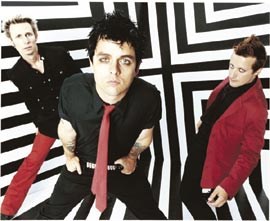 Green Day is (L-R) Mike Dirnt, Billie Joe Armstrong, and Tre Cool