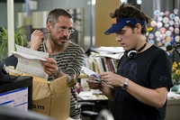 Director Joe Wright on the set with Downey