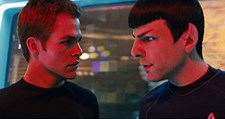 Chris Pine as Kirk, Zachary Quinto as Spock