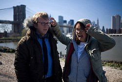 Director Nicholas Jasenovec and Charlyne Yi go over a scene