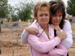 Two of the grieving moms on the trip