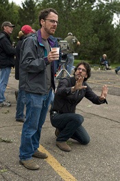 The Coen brothers on the 'Serious' set