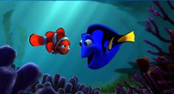 Dory (right) helps Marlin find hope