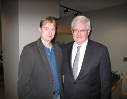 Griggs with Newt Gingrich, one of the interviewees