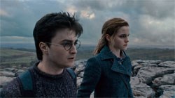 Daniel Radcliffe as Harry, Emma Watson as Hermione