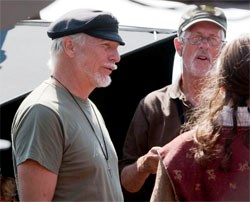 Gresham and director Michael Apted on the set