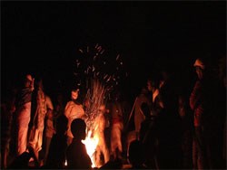 Villagers gather at a fambul tok meeting