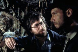 On the 'Raiders' set with Harrison Ford