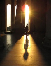 At the Jefferson Memorial in a scene from the film