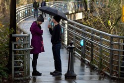 Penny and Don have a chat on the bridge