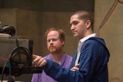 Whedon and Goddard on the set