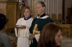 With Monsignor Murphy (Richard Chamberlain)