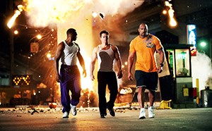 Anthony Mackie, Mark Wahlberg, and Dwayne Johnson in Pain & Gain