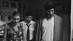 Greta Gerwig (Frances), Michael Zegen (Benji) and Adam Driver (Lev) in Francis Ha