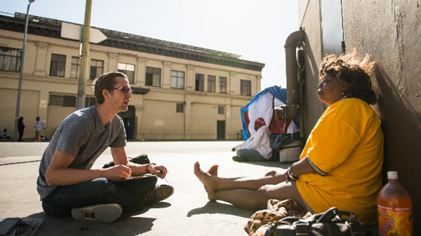 How One Artist Turns Skid Row into Sacred Streets