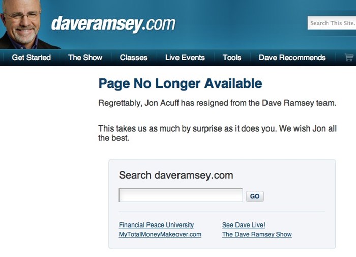 Jon Acuff Resigns from 'Dream Job' with Dave Ramsey Jon Acuff Resigns from 'Dream Job' with Dave Ramsey