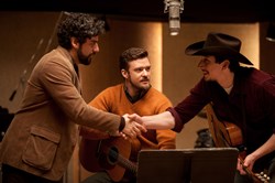 Oscar Isaac, Justin Timberlake, and Adam Driver in 'Inside Llewyn Davis'