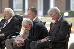 Graham with Jimmy Carter (Gallup's No. 4) and Bill Clinton (No. 3) in 2007. (BGEA) Graham with Jimmy Carter (Gallup's No. 4) and Bill Clinton (No. 3) in 2007. (BGEA)