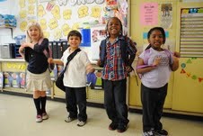 Sophie Widmer, Luke Avula, and two friends at Chimborazo Elementary School in Richmond, Virginia