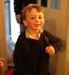 William coming in from the snow William coming in from the snow