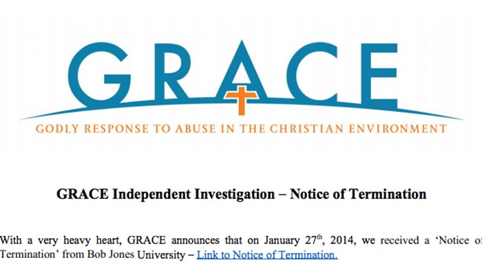 Bob Jones University Fires GRACE as Sex Abuse Investigation Nears Completion Bob Jones University Fires GRACE as Sex Abuse Investigation Nears Completion