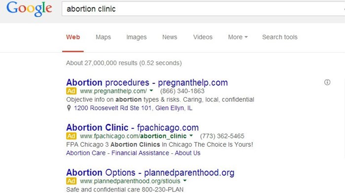 Crisis Pregnancy Centers: Losing on Google and Yahoo, Winning in Court?