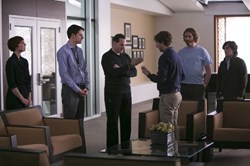 Matt Ross, Jill E. Alexander, Zach Woods, T.J. Miller, Thomas Middleditch and Josh Brener in 'Silicon Valley'