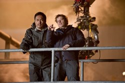 Ken Watanabe and Gareth Edwards in 'Godzilla'