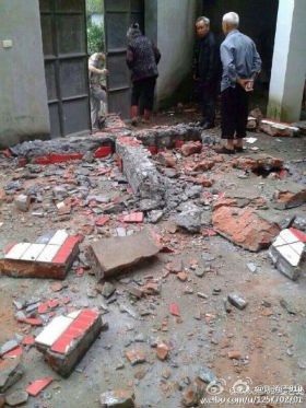 A cross removed and destroyed from a Zhejiang church