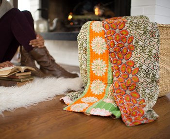 One of the kantha blankets the Hand & Cloth women have created