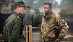 Logan Lerman and Brad Pitt in 'Fury'