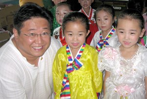 Bae with North Korean children