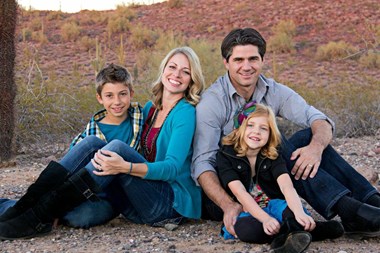 Joshua Becker with his wife and two kids