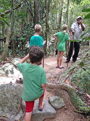 The Oxenreider kids exploring a rain forest in Australia