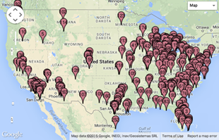 Map of Family Christian Stores locations.