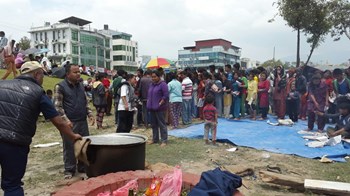 World Vision has 205 staff working on 73 projects in Nepal, including this relief assistance in Kathmandu.