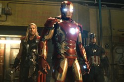 Chris Hemsworth, Robert Downey Jr., and Chris Evans in ‘Avengers: Age of Ultron’
