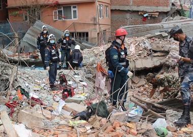 Rescue team at Pentecostal church collapse in Swayambu.