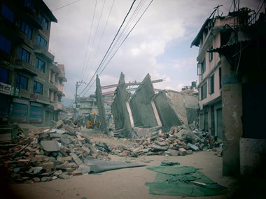 The wreckage of Elssadai church in Kathmandu.