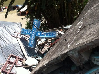 A destroyed Nepalese church. A destroyed Nepalese church.