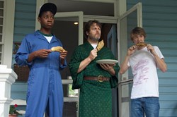 RJ Cyler, Nick Offerman, and Thomas Mann in 'Me and Earl and the Dying Girl'