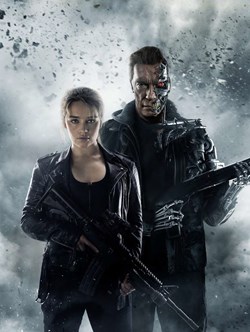 Emilia Clarke and Arnold Schwarzenegger in 'Terminator Genisys'