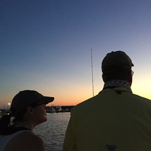 Andie and her dad, Ron Roeder, on a recent trip, fishing in Matagorda Bay.