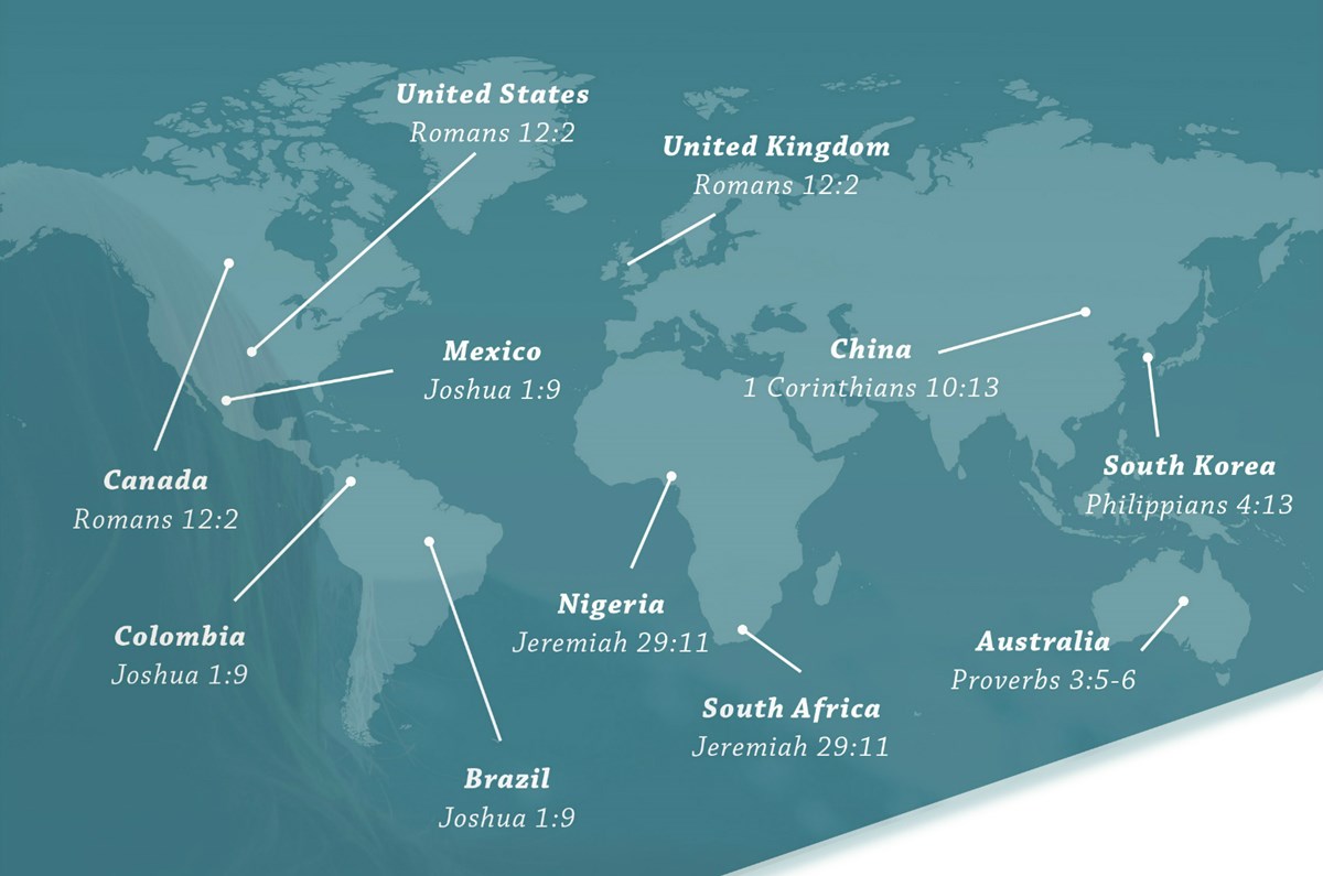 The most popular Bible verses (by country) of 2015.