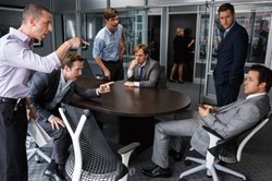 Steve Carell, Ryan Gosling, Hamish Linklater, Jeremy Strong, Rafe Spall and Jeffry Griffin in 'The Big Short'