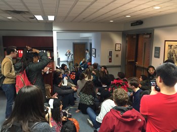 Wheaton College stage a sit-in at president Philip Ryken's office.
