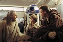 Ewan McGregor, Liam Neeson and Jake Lloyd in 'Star Wars: Episode I - The Phantom Menace'