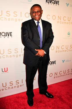 Doctor Bennet Omalu attends an advance screening of Sony Pictures' new movie Concussion at Regal Cinemas Gallery Place 14 on December 9, 2015 in Washington, DC. 
