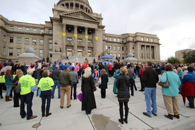 Naghmeh Abedini speaks at Boise rally.